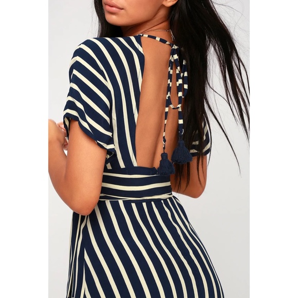 Faithfull the Brand Milan Striped Dress Navy Sz US 4/S - Picture 4 of 9